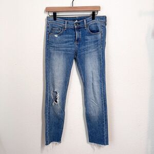 $255 Rag & Bone Women's Dre Jeans Distressed Size 26 Boyfriend Blue Mid Rise